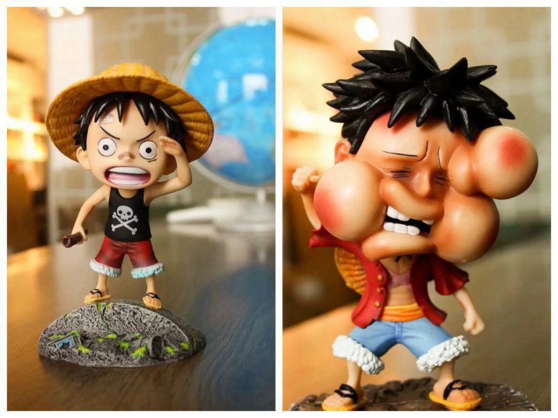 挨揍 肿脸路飞 欠揍 浮肿脸 找人路飞 q版公仔 模型手办-阿里巴巴