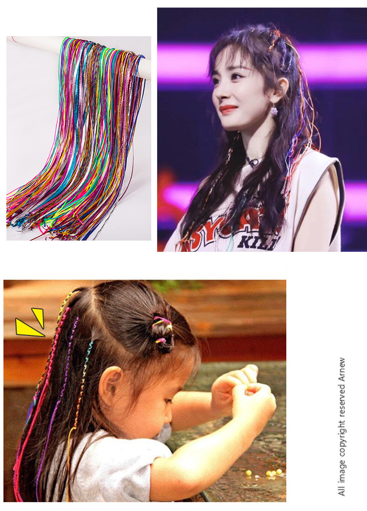 头绳女儿童彩色发绳编发彩绳长丝带小女孩扎辫子彩带脏辫女童发饰
