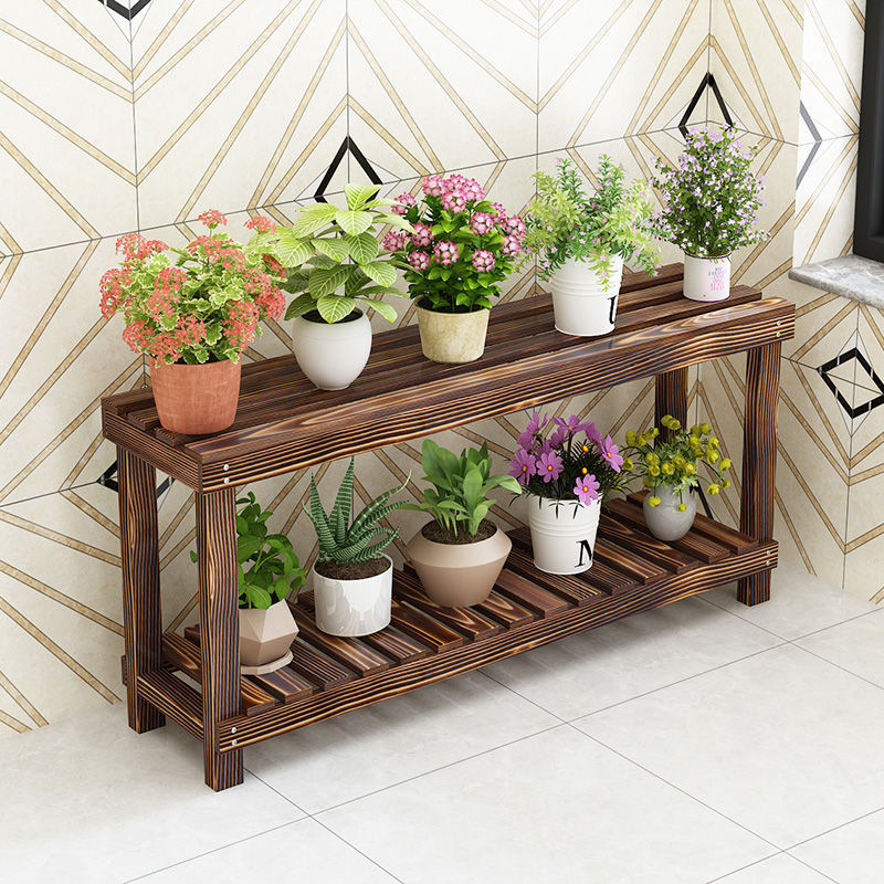 木质花架花架子实木碳化阳台约落地多层多肉绿萝小花盆架子速卖通