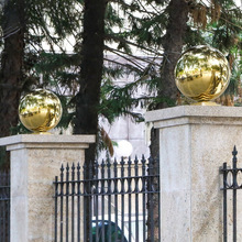 RZ304#不锈钢球带座球空心球装饰圆球三层方座球大门柱子围墙连体