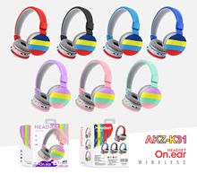 AKZ-K31跨境新品头戴耳机网红可爱彩虹儿童学习蓝牙耳机折叠头戴