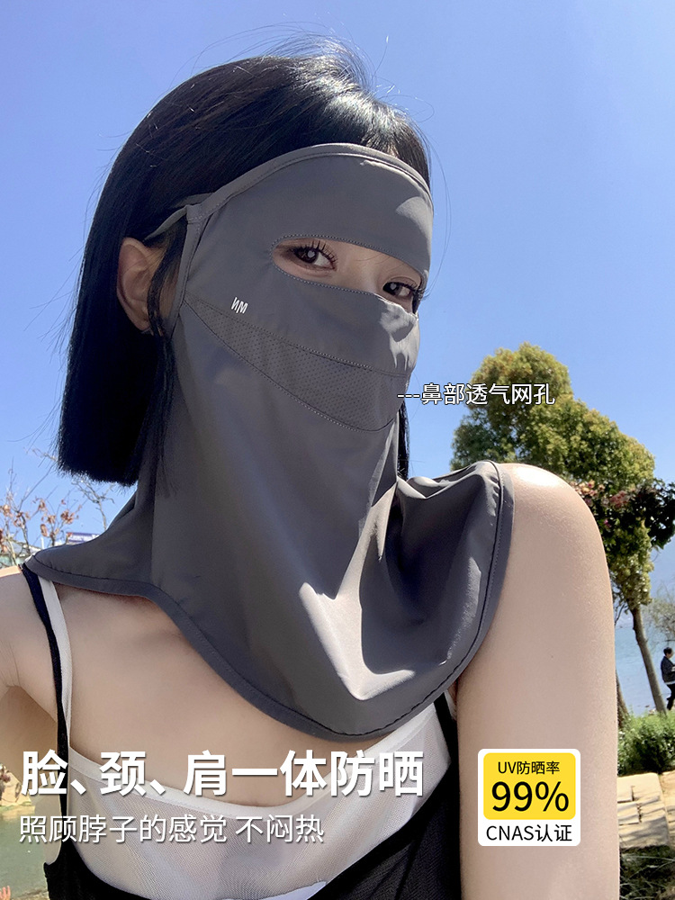遮阳防晒面罩女护眼角防紫外线冰丝脸基尼帽子口罩一体遮全脸骑行