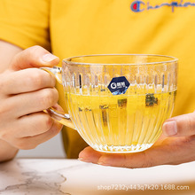朗旭玻璃早餐杯批发燕麦牛奶花茶杯礼赠品独立彩盒包装酸奶大肚杯