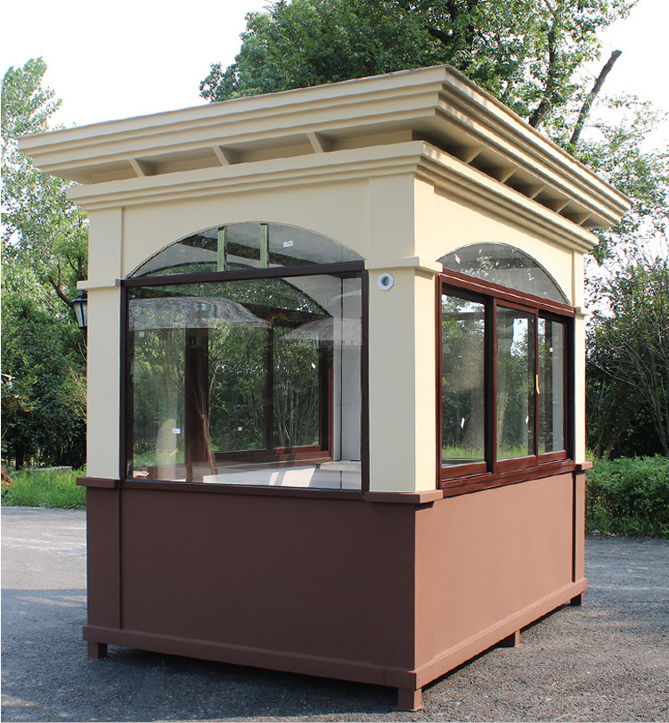 岗亭保安亭户外可移动真石漆高端物业值班室不锈钢收费室隔热保暖