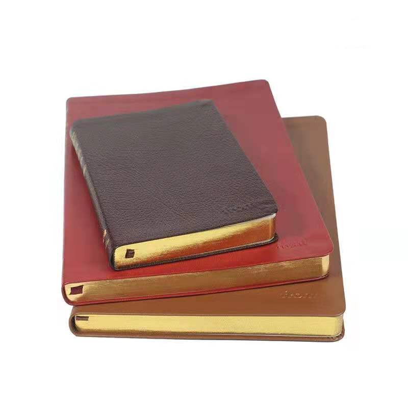 pu皮软皮滚金边笔记本定制 复古刷金边卡书印刷 喷色边书本子订做