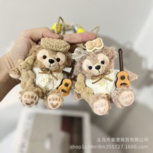 新款可爱手作小熊钥匙扣包包手机挂件车载小摆件古典吉他情侣礼物