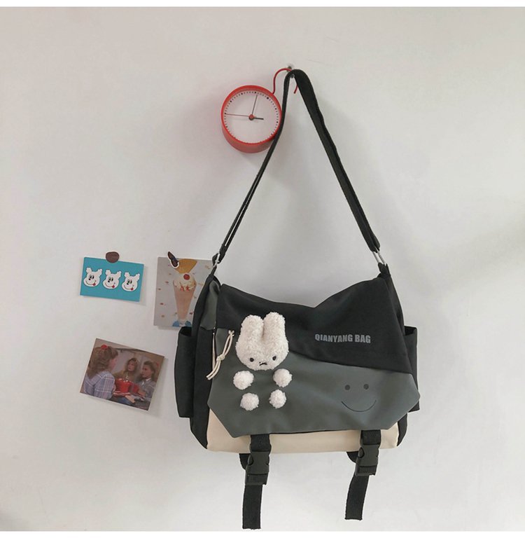 Korean Style Ulzzang College Style Simple Cute Bunny Doll Girl Student Color Matching Messenger Bag Women's Bag