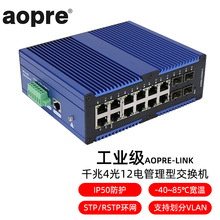 AOPRE-LINK8412(欧柏互联)工业级管理型千兆4光12电环网交换机