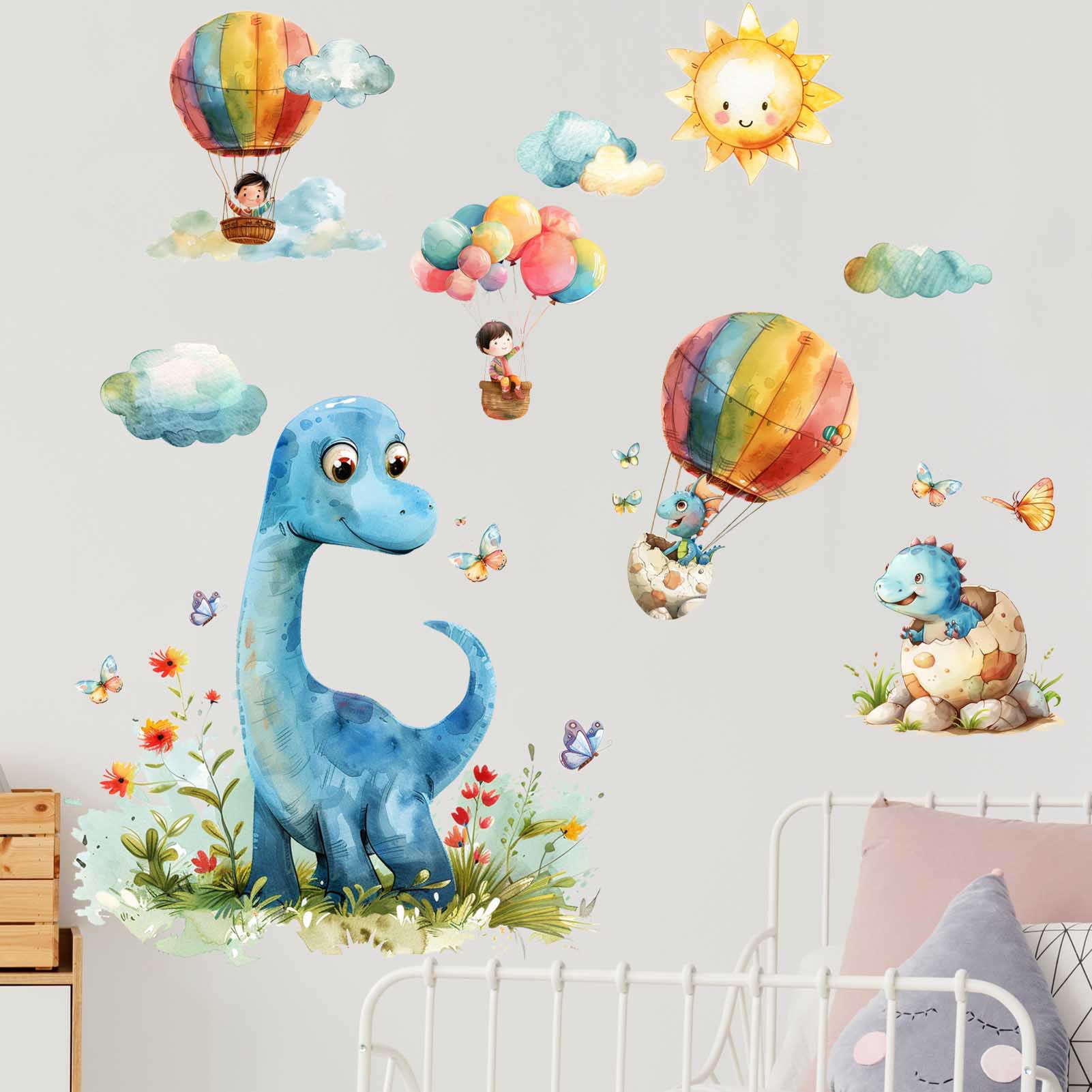 ms-jtd014新款卡通动物恐龙热气球儿童房幼儿园家居装饰墙贴纸自