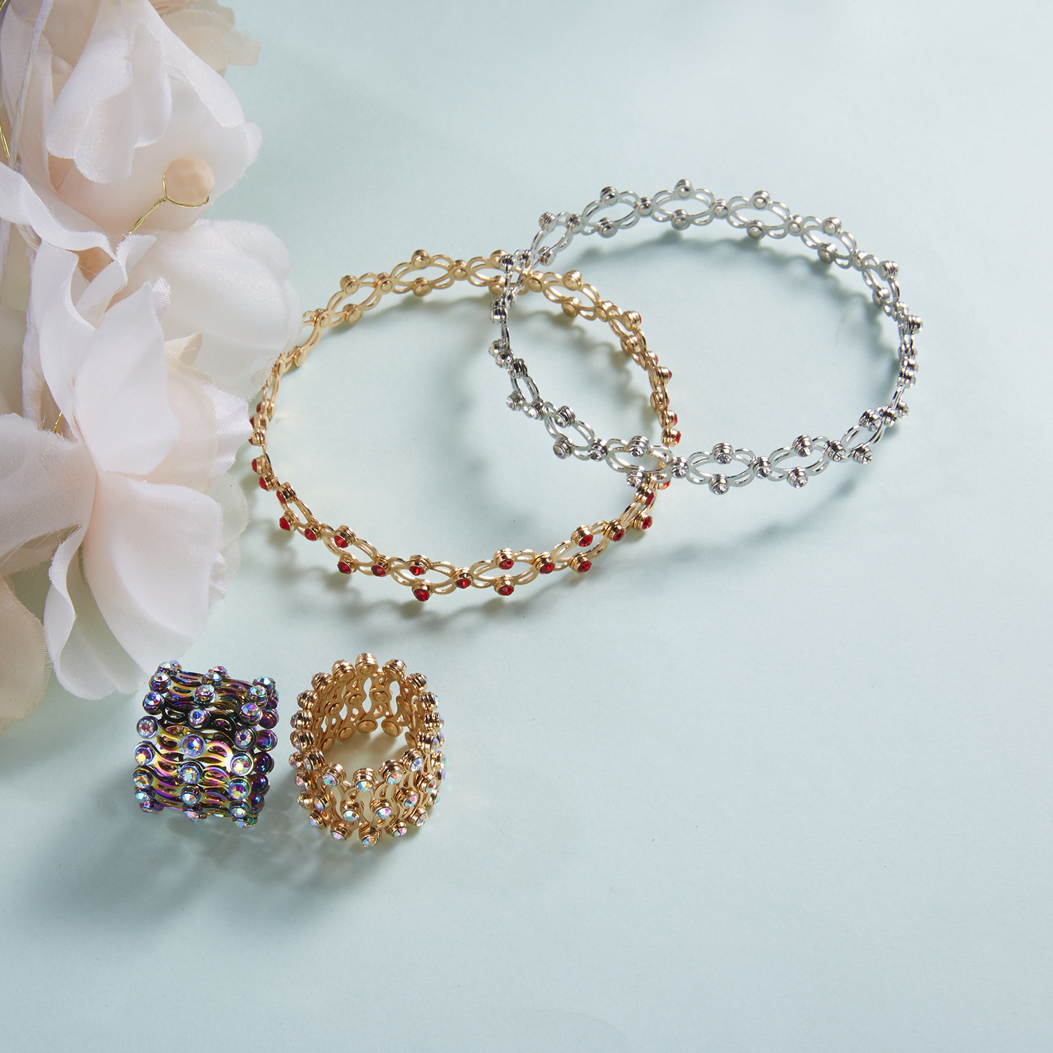 抖音网红同款收缩戒指一款两戴新款创意魔术伸缩戒指可变形铜手镯