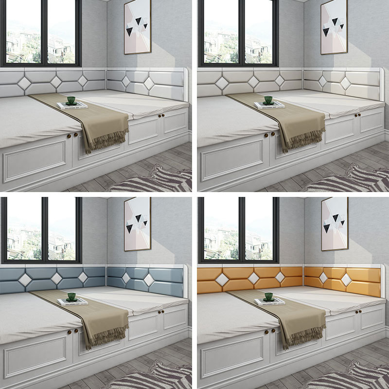 榻榻米软包炕围子墙围卧室儿童防撞背景墙贴皮革靠背床头靠垫自粘