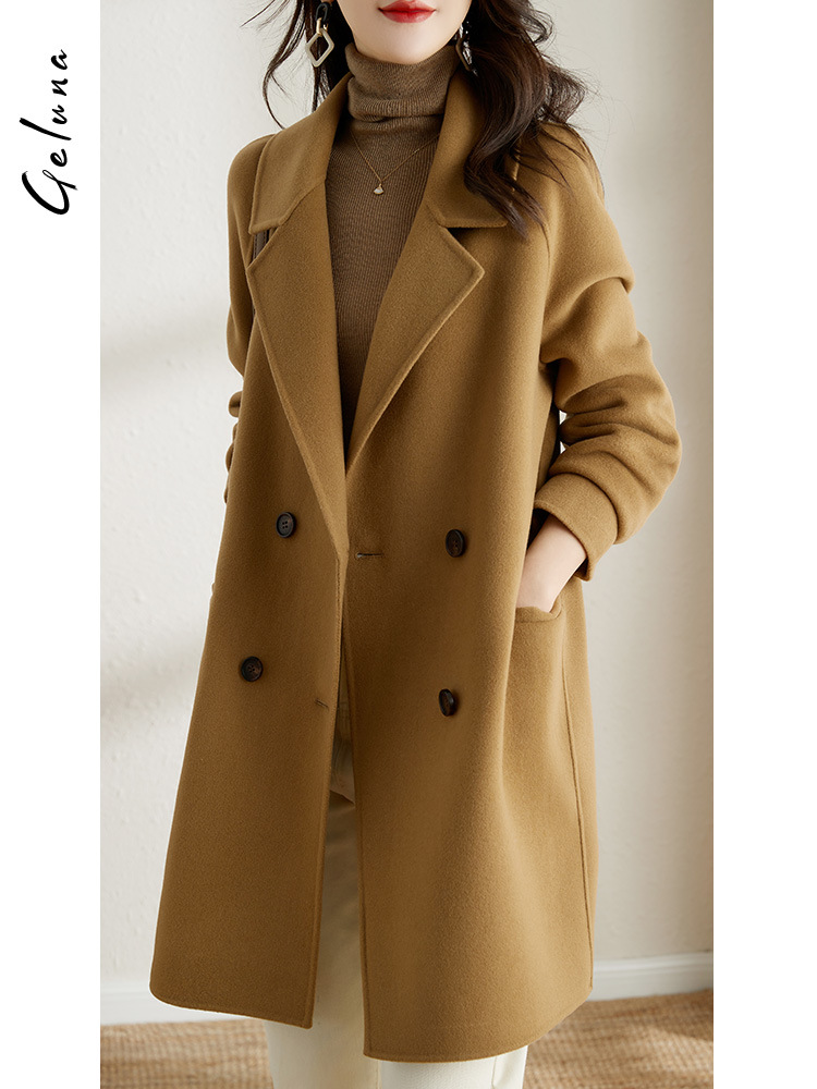 驼色高级感赫本风双面绒大衣女2023秋冬新款毛呢子外套女茧型显瘦