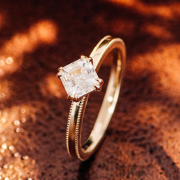 18k金公主方莫桑钻戒指 小众高级感戒指求婚戒指婚戒首饰女 批发