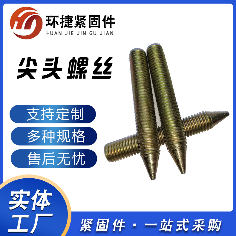 尖头螺丝 锥体尖端毛栓锥形螺栓 全螺纹钉子螺丝异型件现货供应