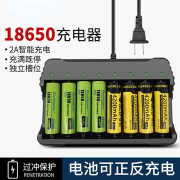 18650锂电池充电器快充带线八槽充4.