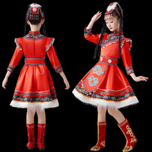 新款塔塔尔族舞台表演男女儿童56个名族藏族表演服饰草原舞表演服
