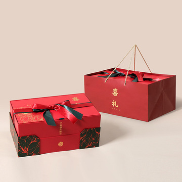 高档结婚伴手喜糖礼盒喜结良缘特大号双层婚庆喜糖喜礼空盒