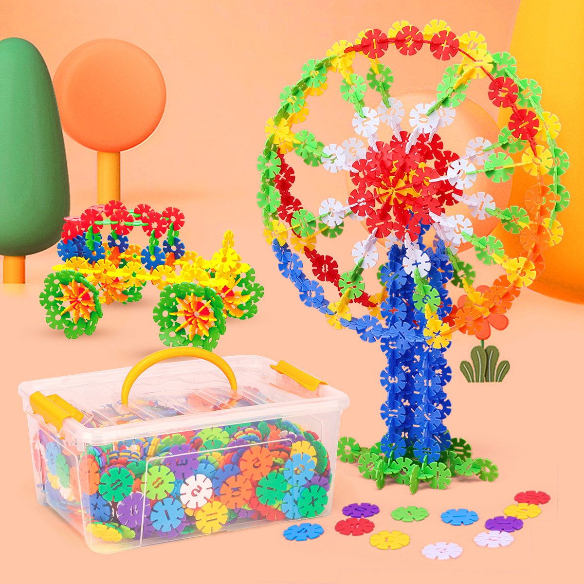 纽奇爆款数字拼插雪花片拼图积木diy 亲子互动益智早教玩具