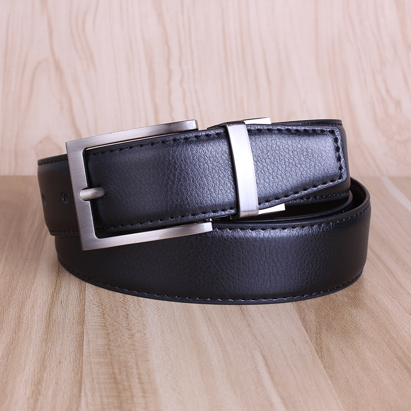 Men's Leather Belt Genuine Leather Rotating Buckle Cowhide Belt Men's Rotating Pin Buckle Casual Double-Sided Available Pant Belt Factory Wholesale