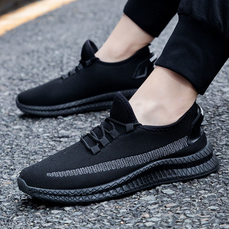 Men's Shoes Summer Casual Shoes Men's Trendy Running Sneaker Men's Shoes Flying Woven Breathable Mesh Cloth Shoes