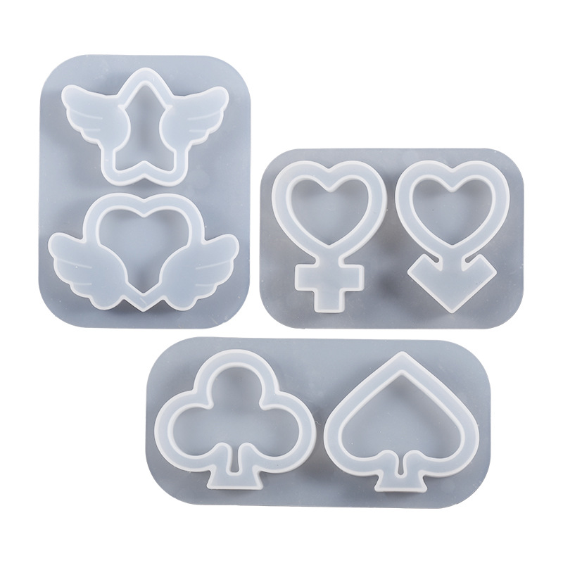 DIY Crystal Glue Mirror Grinding Peach Heart Plum Blossom Love Angel Wings Quicksand Pendant Silicone Mold