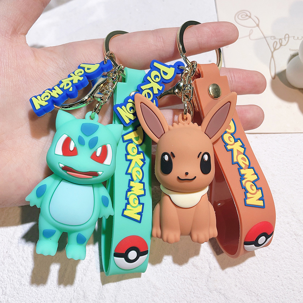 Creative Cute Pikachu Keychain Yibu Pendant Snorlax Cartoon PVC Figurine Car Accessories Key Chain