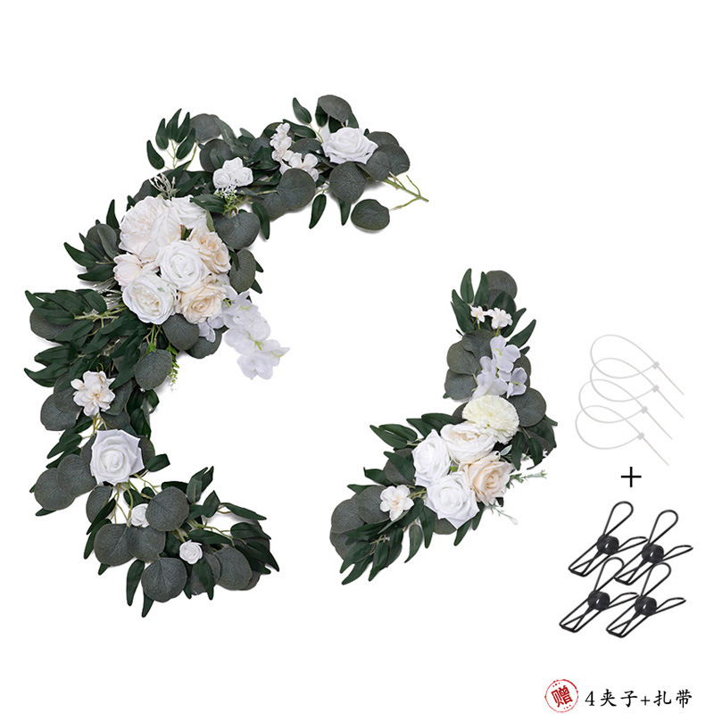 European-Style Outdoor Wedding Ceremony Layout Welcome Flower Decoration Artificial Flowers Hanging Vine Arch 2-Piece Rattan Hanging Fake Flower