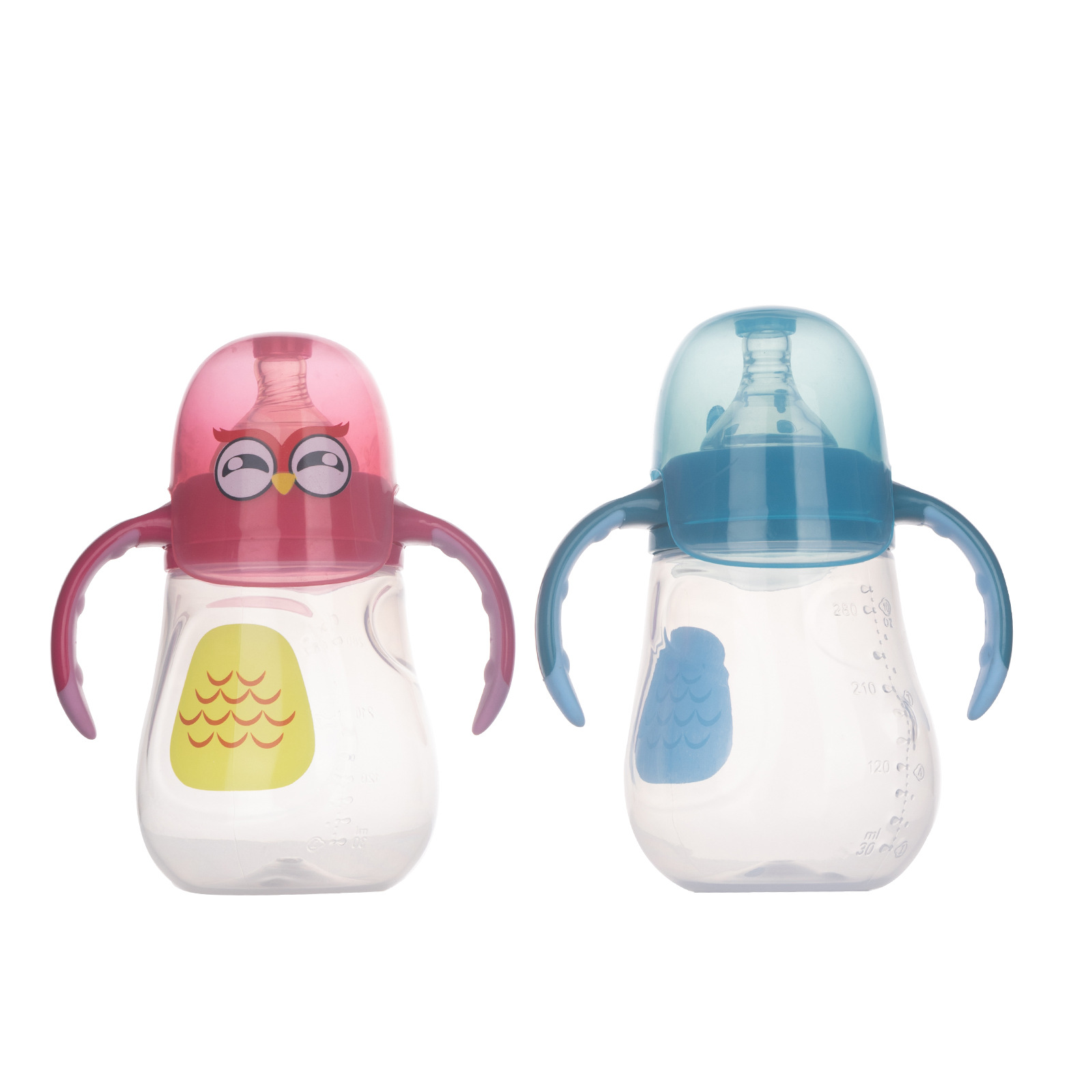 Cross-Border Cute Cartoon Penguin-Shaped Baby Feeding Bottle 280mlpp Plastic Standard Caliber Feeding Bottle Wholesale Manufacturer