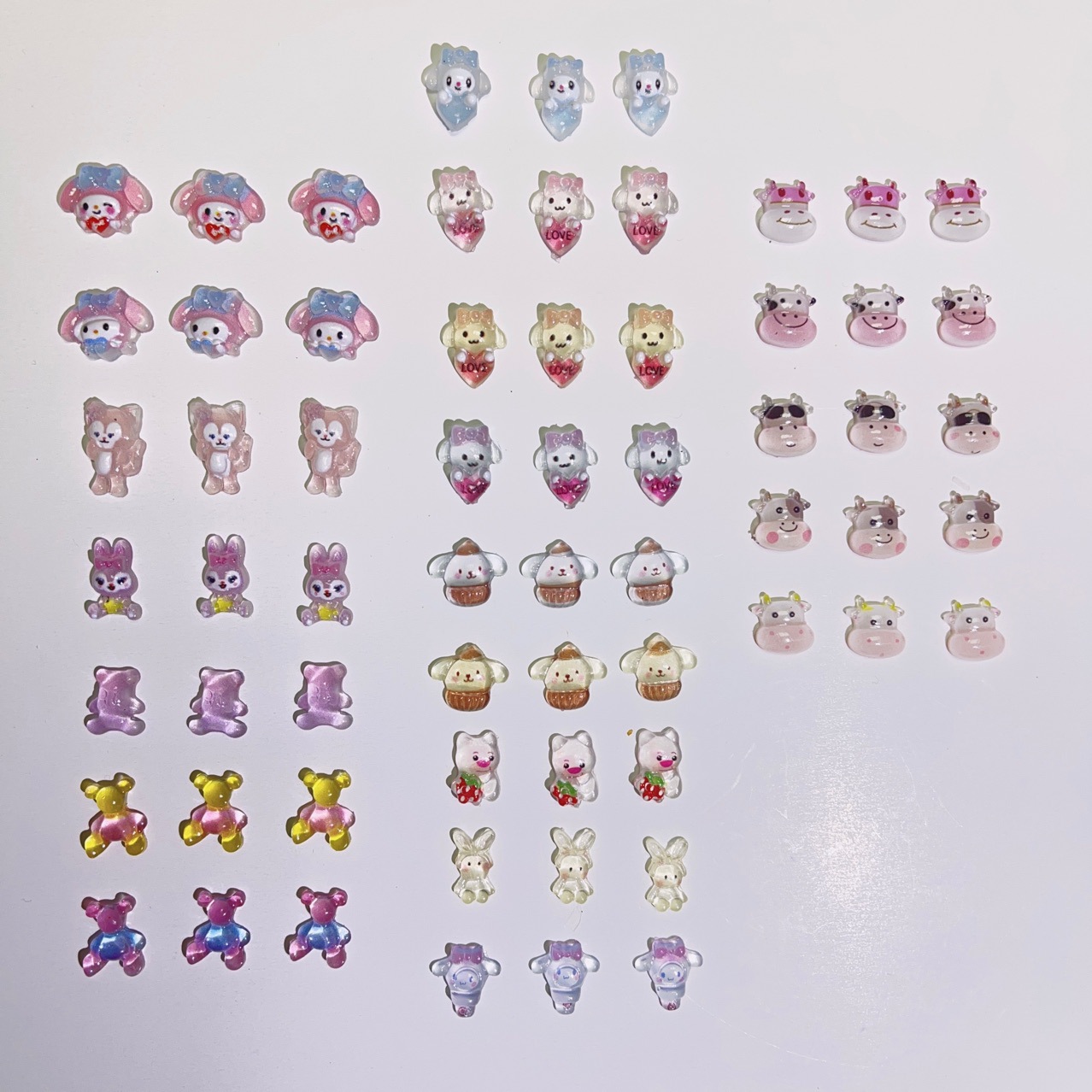 2023 New Cartoon Nail Ornament Luminous Resin Crafts Diy Ornament Ear Stud Earrings Accessories Wholesale