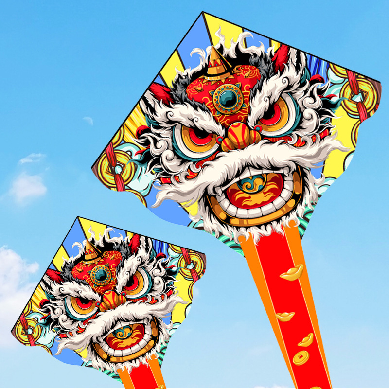 2023 New Kite Lion Dance Weifang Adult Dedicated High-End Large Lion's Head Long Tail Beginner Breeze Easy to Fly