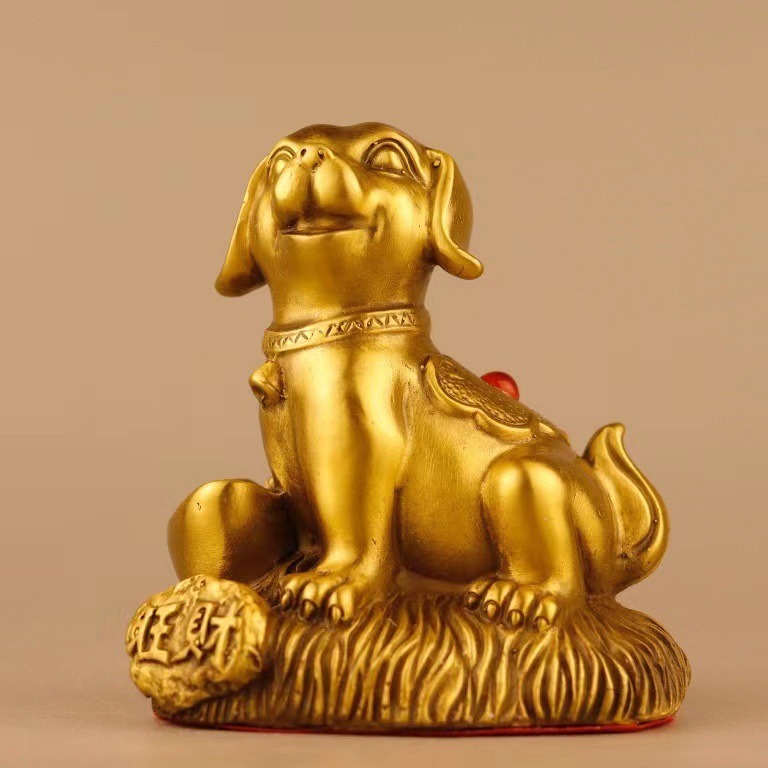 铜狗摆件黄金袋狗金钱狗生肖狗家居门店办公室装饰品乔迁开业礼品