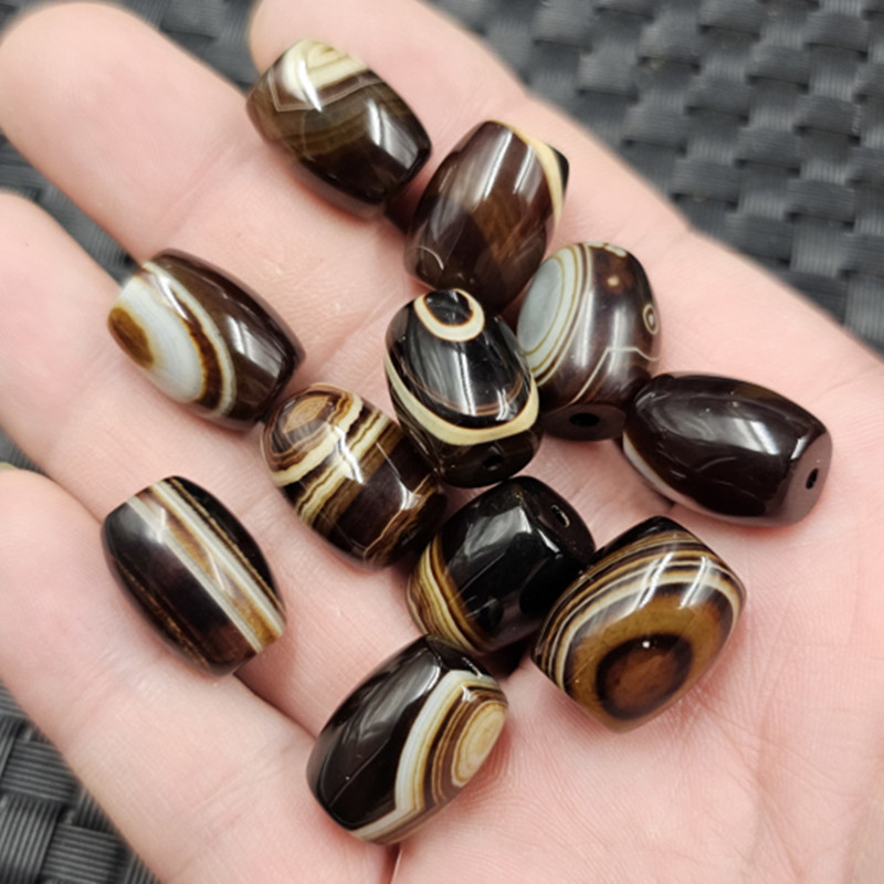 缠丝玛瑙桶珠玉石散珠咖啡色玛瑙路路通手链项链饰品配件珠子批发