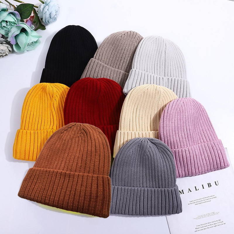 Autumn-Winter Warm and Thickening Woolen Cap Core-Spun Yarn Knitted Hat Double Layer Fleece-lined Men's Hat Factory in Stock Wholesale