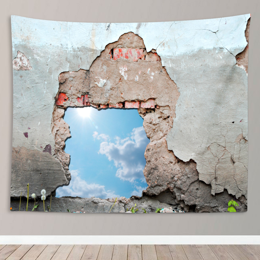 亚马逊挂毯 3d效果破洞墙挂布房间装饰布直播背景布卧室床头挂毯