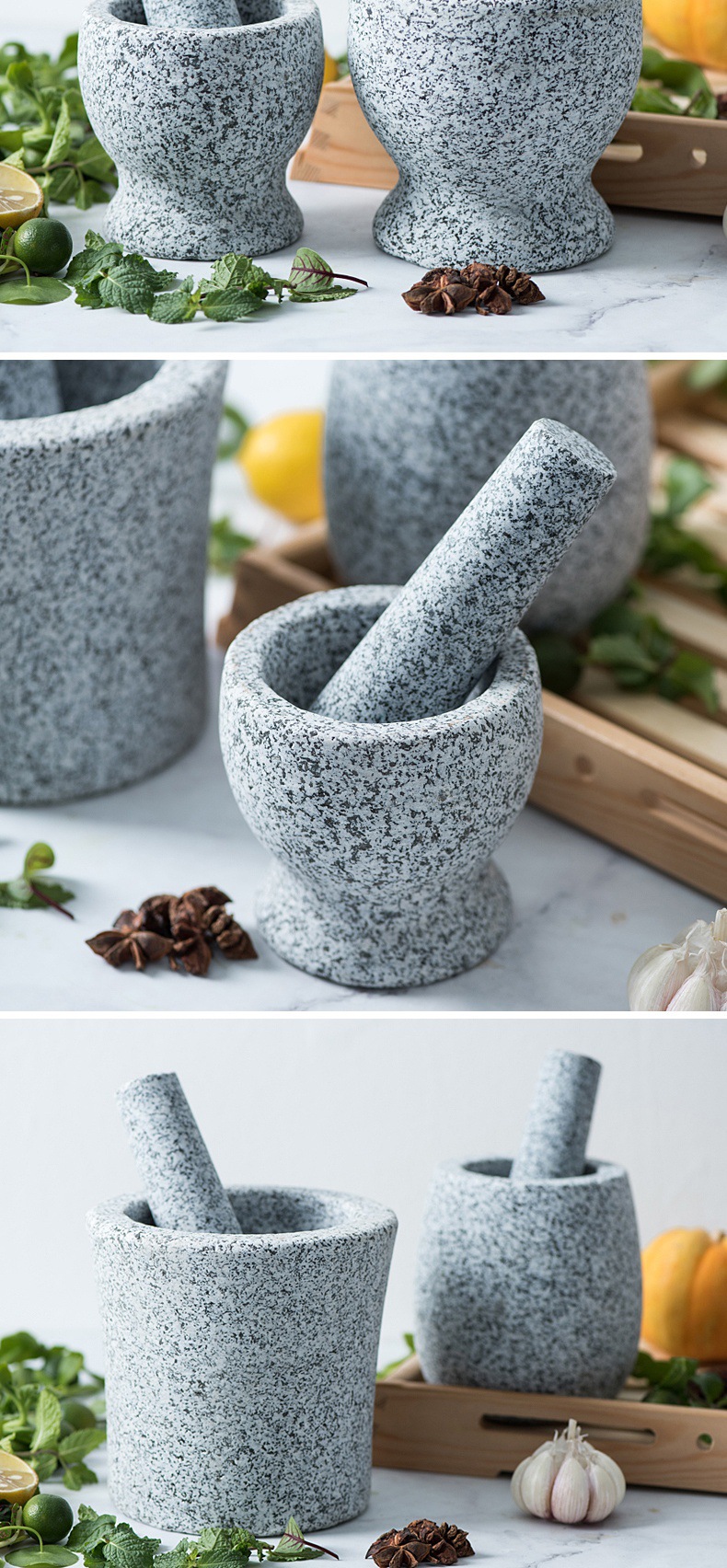 石头捣蒜缸捣蒜罐儿擂辣椒擂钵捣蒜器石臼家用蒜泥器研磨器捣药罐