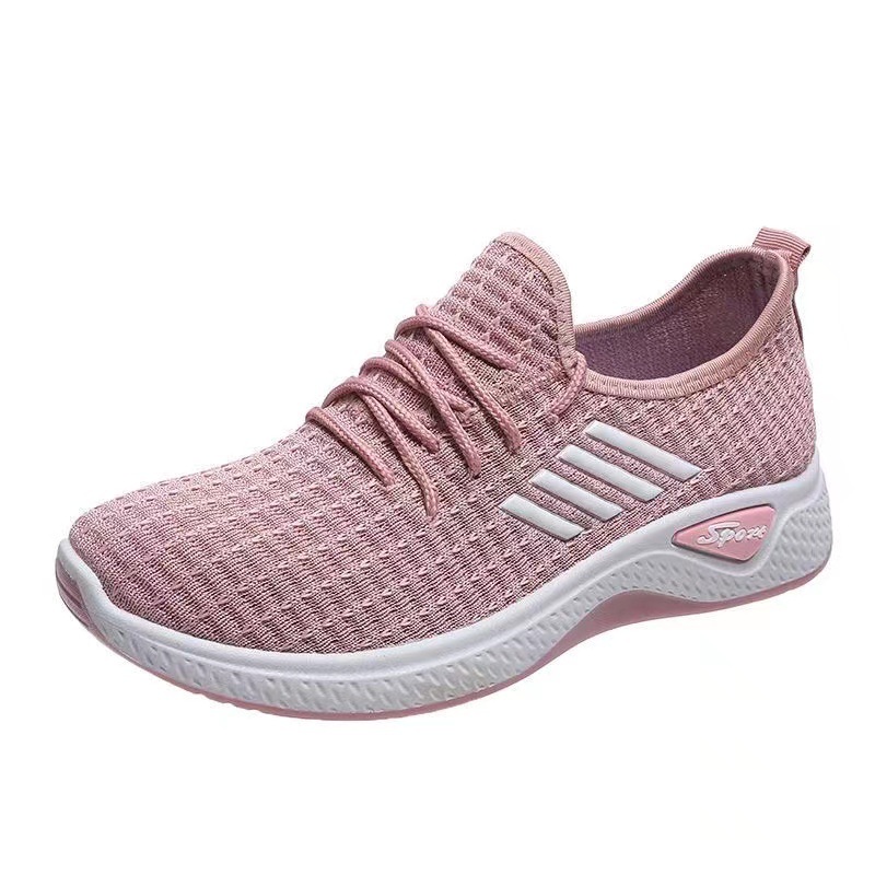 One Piece Dropshipping Spring and Summer New Flying Woven Running Sneaker Hollowed Leisure Mom Shoes Fashion Mesh Student Shoes