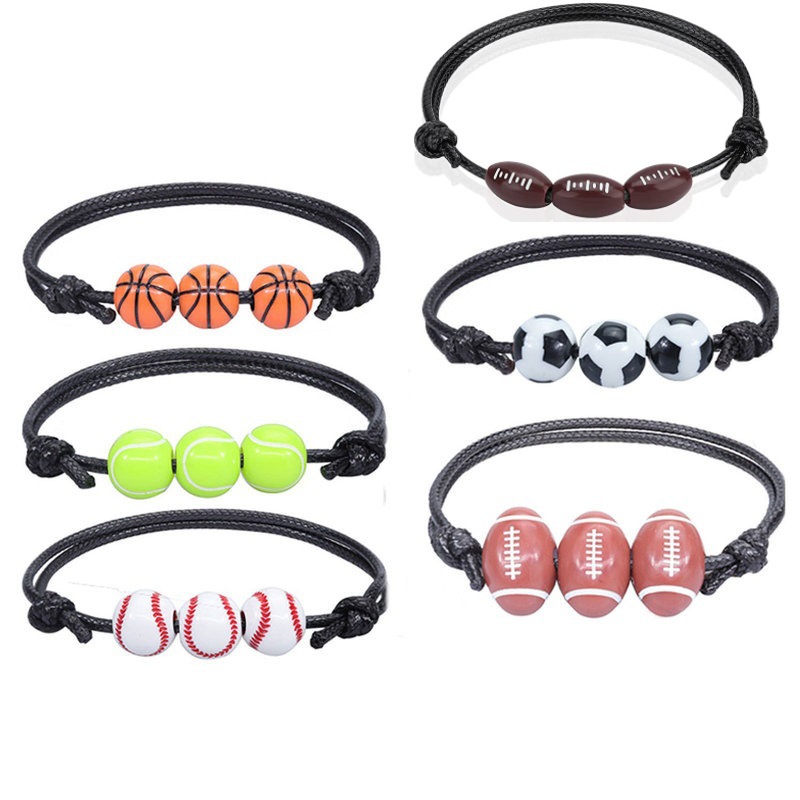 Amazon Hot Sports Bracelet Softball Football Baseball Bracelet Simple Personalized All-Match Ball String for Bead Bracelet