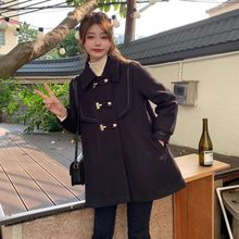 少量服饰春季新品海军领70羊毛呢大衣女2024网红同款女士毛呢外套