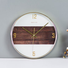 30cm钟表挂钟客厅电镀简约圆形卧室墙贴 电镀石英钟clock12寸