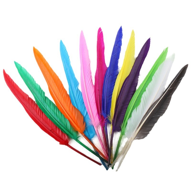 Factory Direct Sales Colorful Feather Goose Feather Humpback Knife Feather Feather Diy Ornament Feather Pen Wing Material