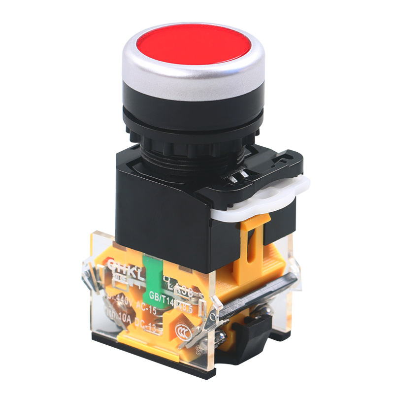 Factory Supply Button Switch LA38-11 Flat Button Self-Reset Power Switch Silver Alloy Contact Button Switch