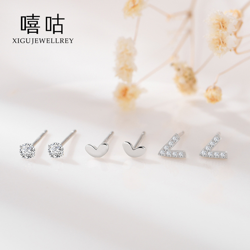 Xigu E0552 S999 Pure Silver Sleeping No Need to Take off Ear Studs Earrings Simple Skin-Friendly Ear Stretcher Ear Piercing Earrings