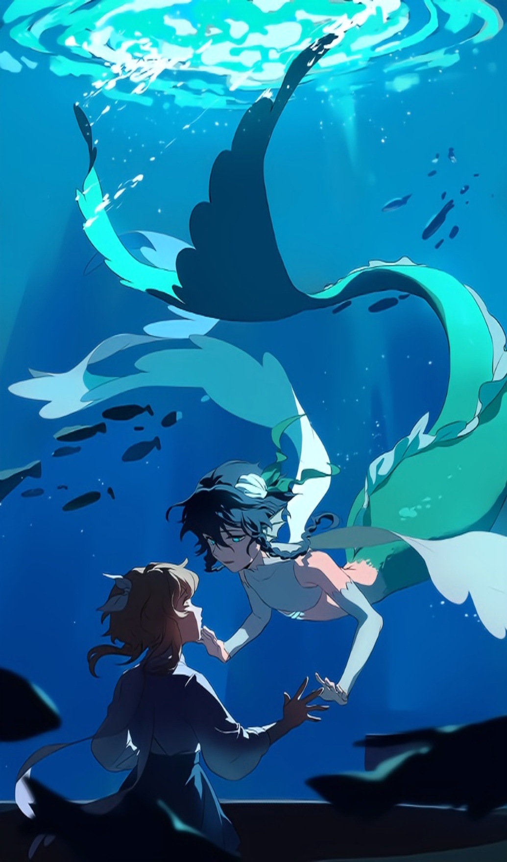 原神人鱼海底动漫人物印花十字绣