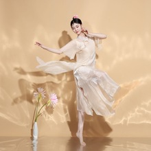 2024新款中国民族风古典舞蹈跳舞旗袍身韵练功服表演出服装女修身