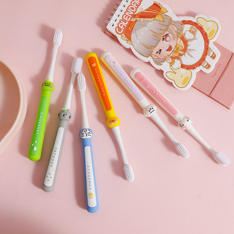 7 + Children's Toothbrush Soft-Bristle Toothbrush Cartoon Non-Slip Silicone Handle Toothbrush Travel Portable Toothbrush Manufacturer Promotion