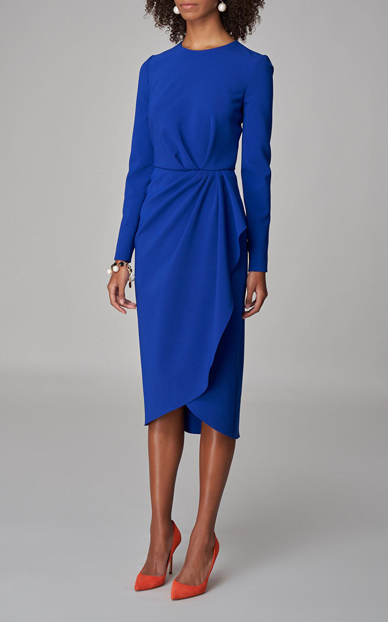 欧洲站2022年春季时尚走秀新款高端女装气质修身红色不规则连衣裙