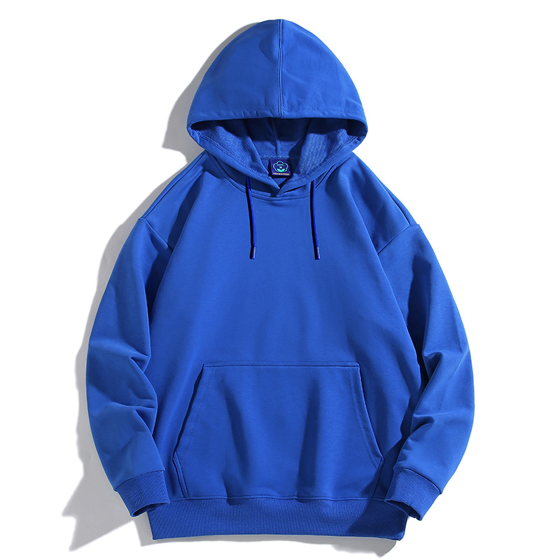 Autumn New Hooded Pullover Sweater Pure Cotton Printed Logo Men's and Women's Same Loose Shoulder Terry Sweater Solid Color