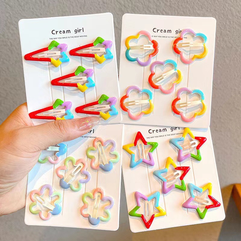 彩色可爱侧边发夹五角星bb夹少女心一字刘海夹前额碎头饰发卡批发