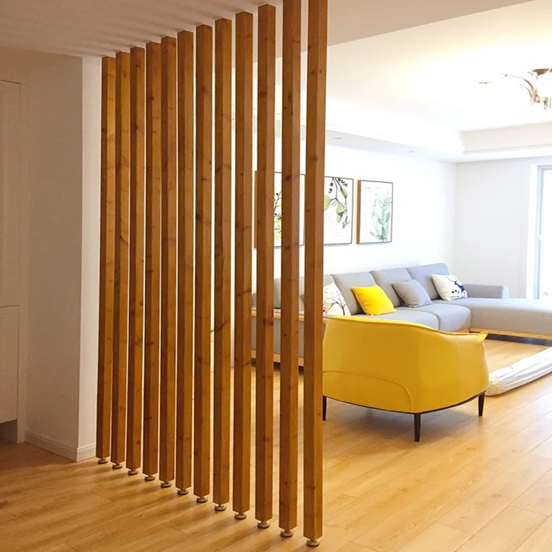 隔断柱子屏风墙家用客厅原木简约中式免打孔玄关立柱竖木条代发