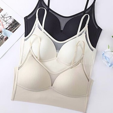 2831细肩带吊带式乳胶固定杯美背无痕螺纹性感防走光美胸文胸内衣